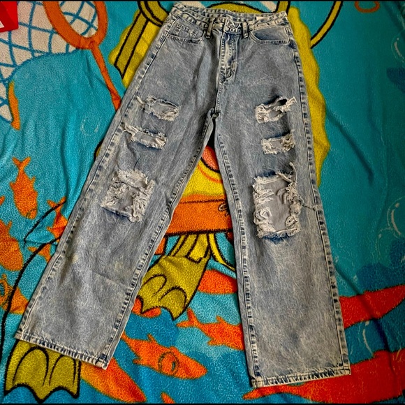 Denim Ripped Cotton Jeans - Picture 1 of 2